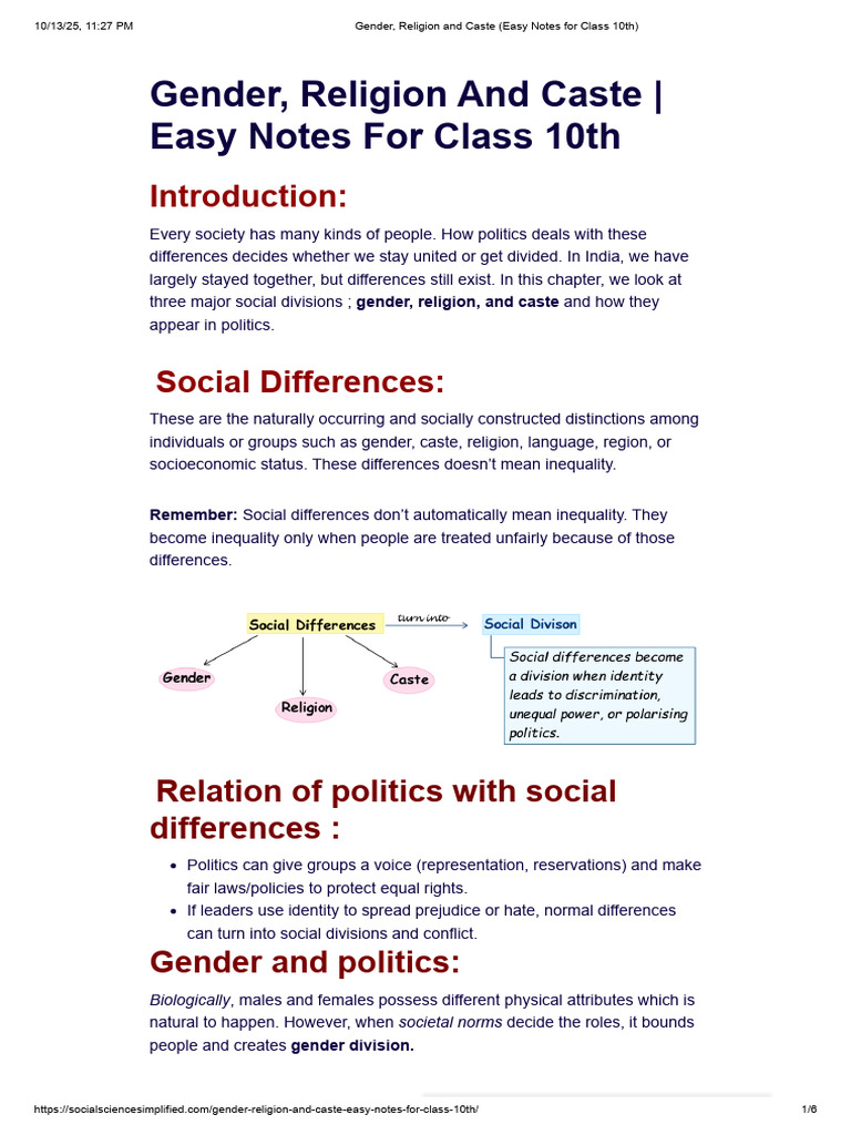 Gender, Religion, and Caste in Politics | PDF | Woman | Discrimination ...