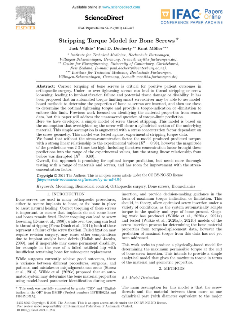 첨부5. (논문) Stripping Torque Model for Bone Screws | PDF | Screw ...