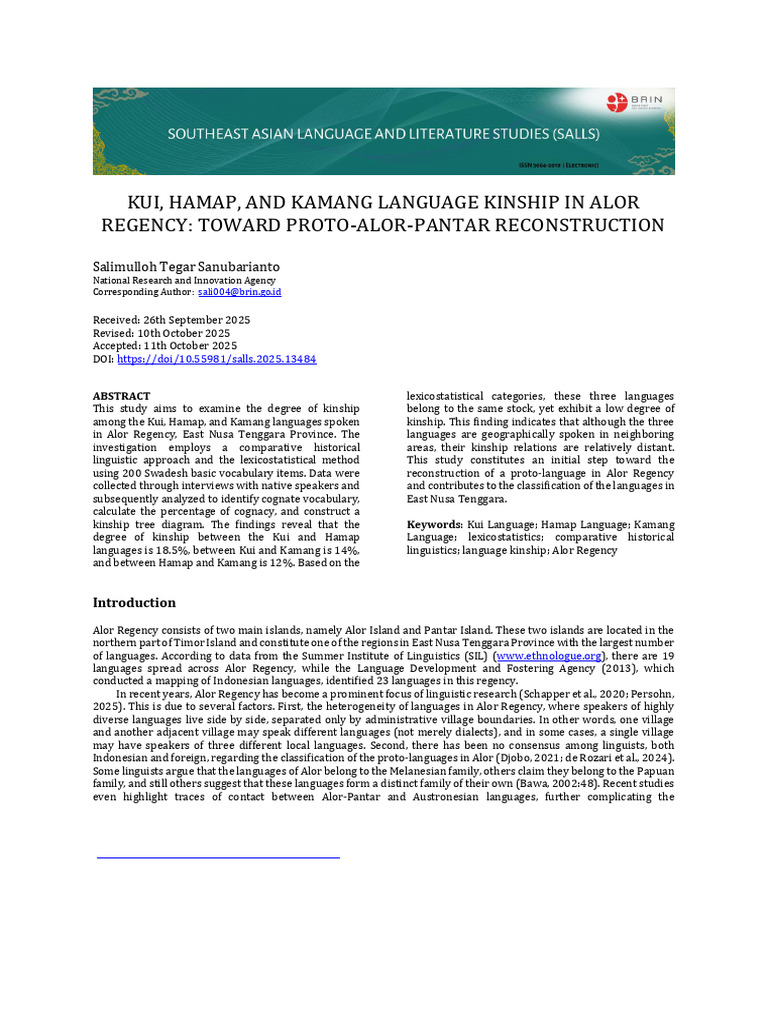 Kinship of Kui, Hamap, Kamang Languages | PDF | Linguistics | Vocabulary