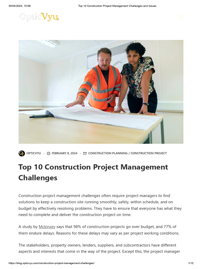 Top 10 Challenges in Construction PM | PDF | Project Management ...
