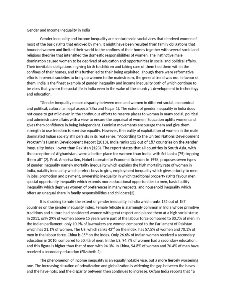 Gender and Income Inequality in India | PDF | Economic Inequality ...