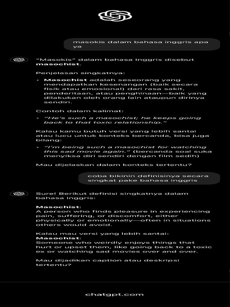 Arti Masokis Dalam Inggris | PDF