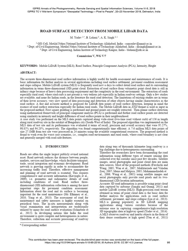 Mobile LiDAR for Road Surface Detection | PDF | Lidar | Remote Sensing