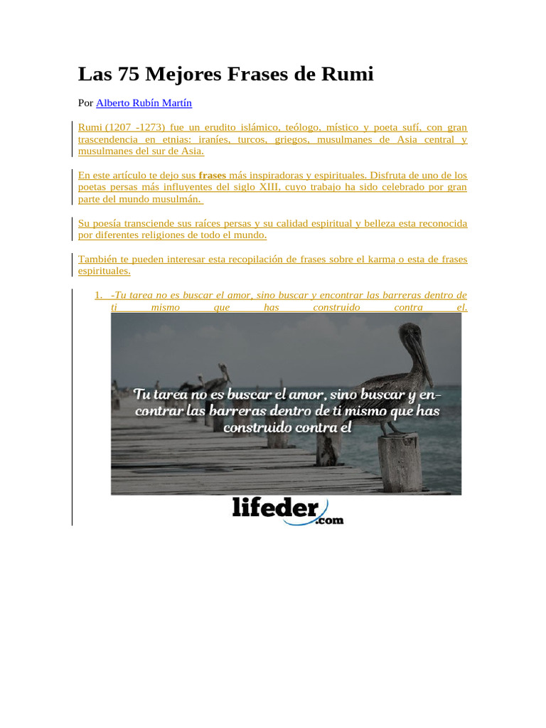 75 Frases Inspiradoras de Rumi | PDF | Rumi