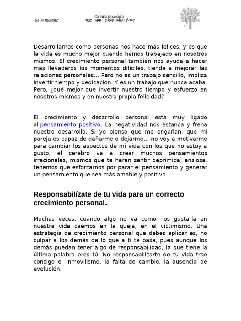 Crecimiento Personal y Autocrítica Efectiva | PDF | Desarrollo personal ...