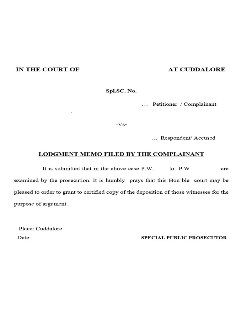Lodgment Memo for Witness Deposition | PDF