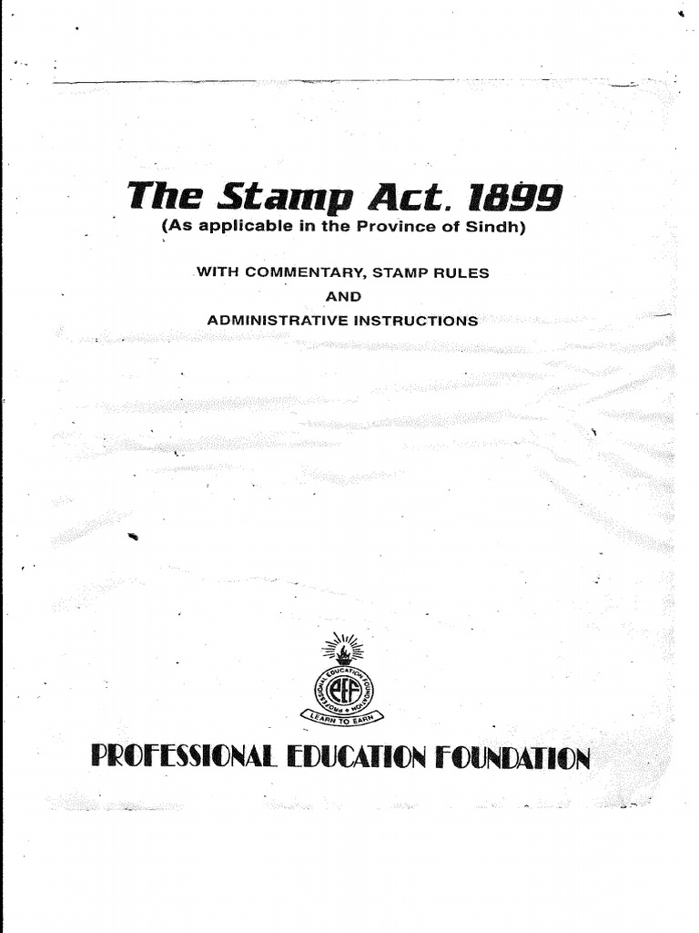 Stamp Act, 1899 - Commentary | PDF