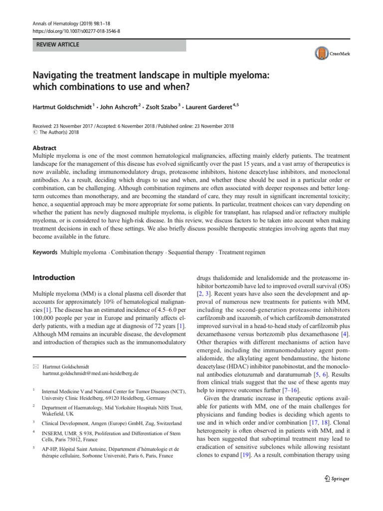 Treatment Strategies for Multiple Myeloma | PDF | Multiple Myeloma ...