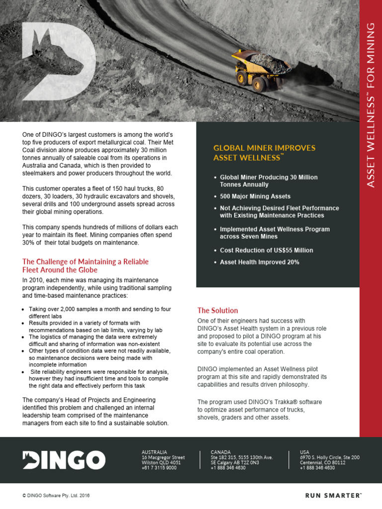 Global Miner Enhances Fleet Performance | PDF | Mining | Reliability ...