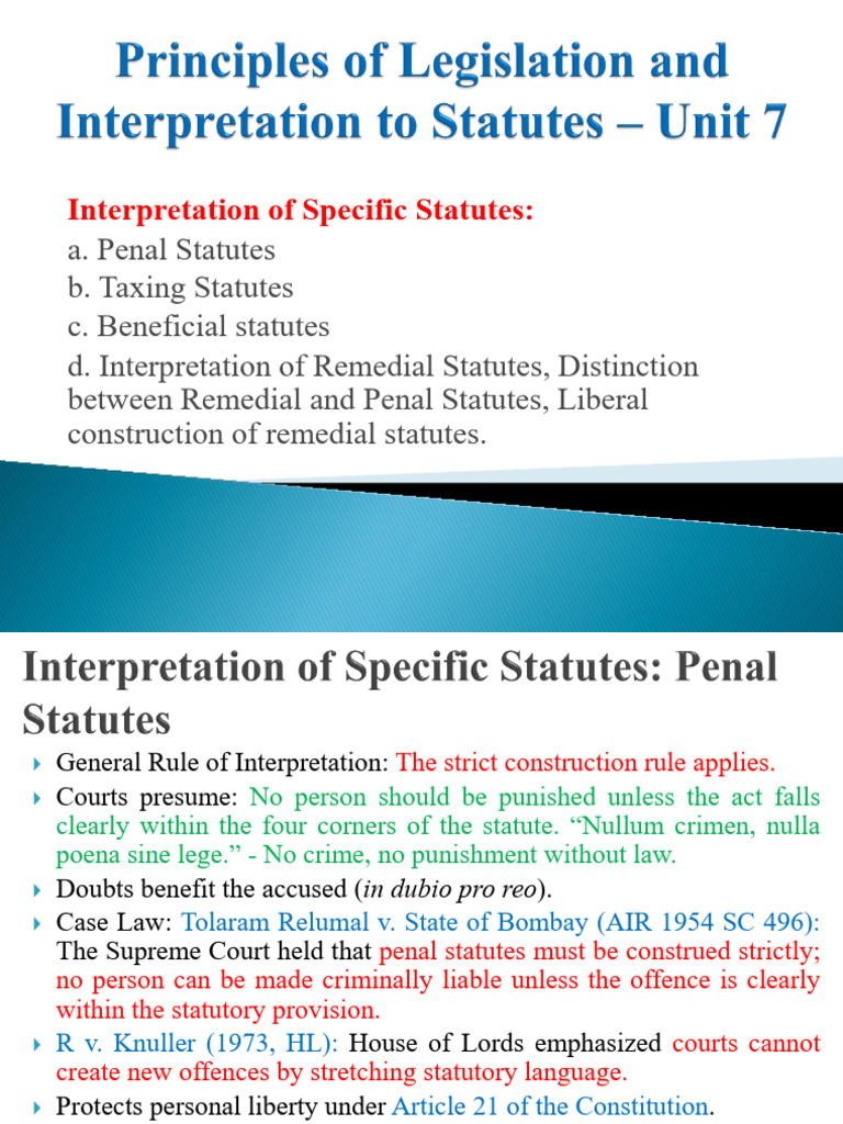 Strict Interpretation in Penal Statutes | PDF | Legal Remedy | Equity (Law)