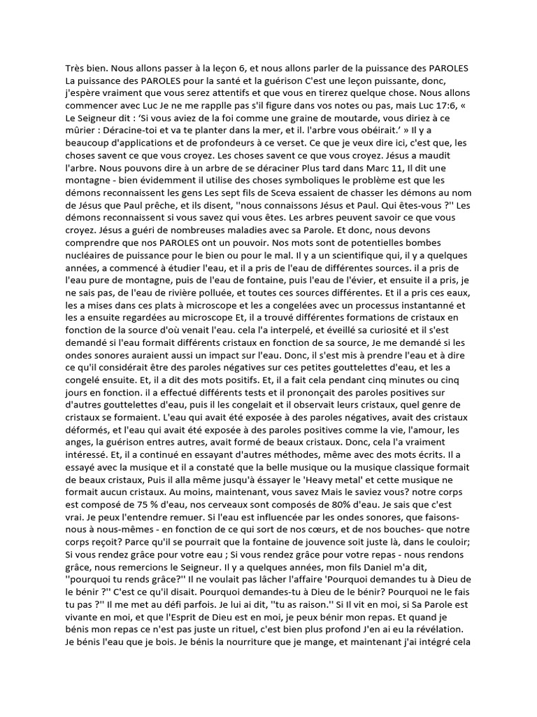 La Puissance des Paroles pour la Guérison | PDF | Dieu | Discours