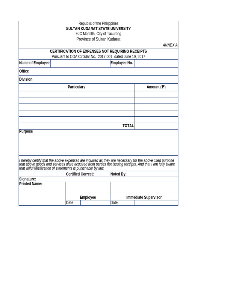 Certificate of Expenses | PDF