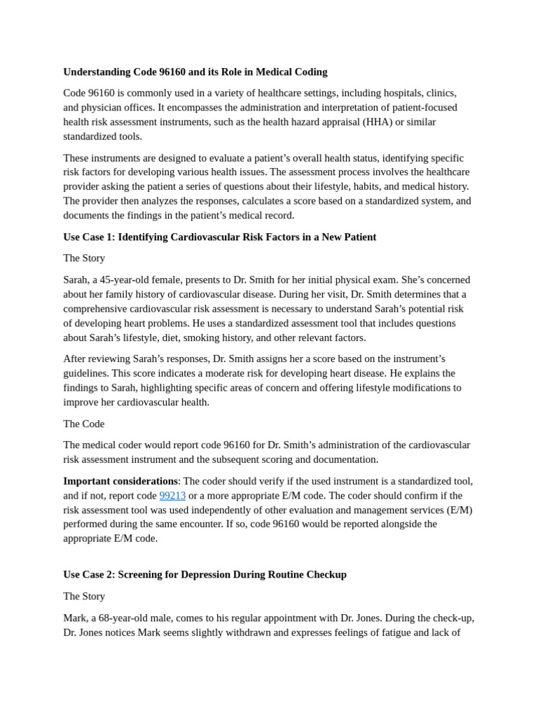 Overview of CPT Code 96160 Usage | PDF | Major Depressive Disorder ...