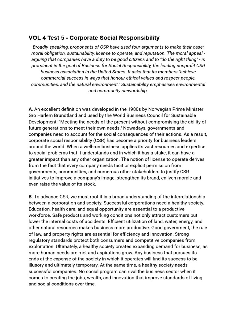 Corporate Social Responsibility Insights | PDF | Corporate Social ...