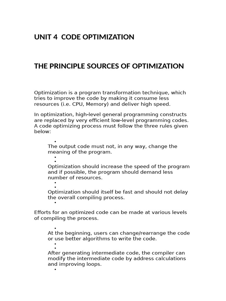 Code Optimization Techniques Explained | PDF | Program Optimization ...