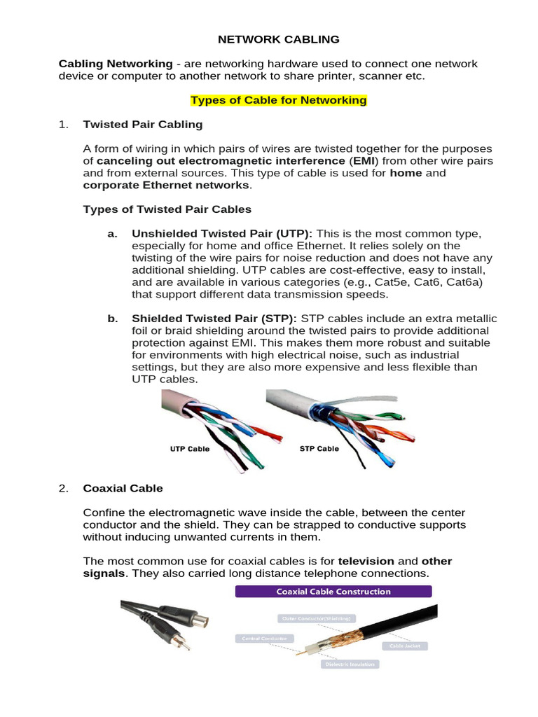 Network Cabling | PDF | Electrical Components | Information And ...