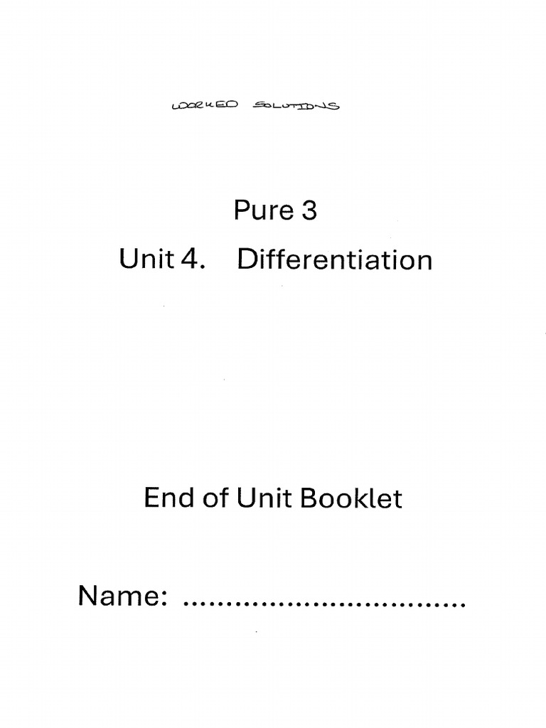 WS Differentiation Booklet | PDF