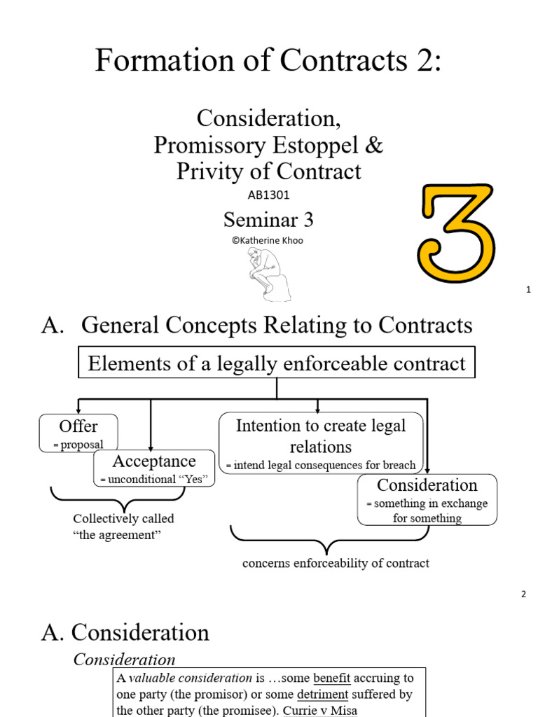 Seminar 3 AB1301 Lecture Notes Formation of Contract 2 Consideration ...
