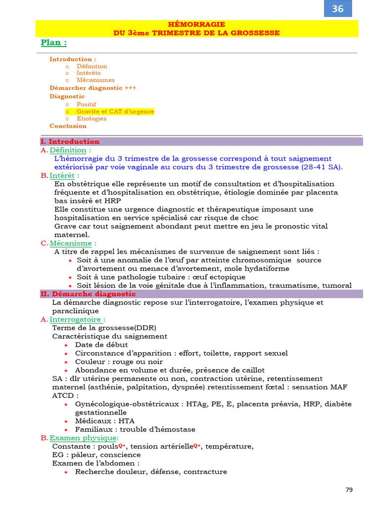 Hémorragie du 3ème trimestre de grossesse | PDF | Saignement | Grossesse