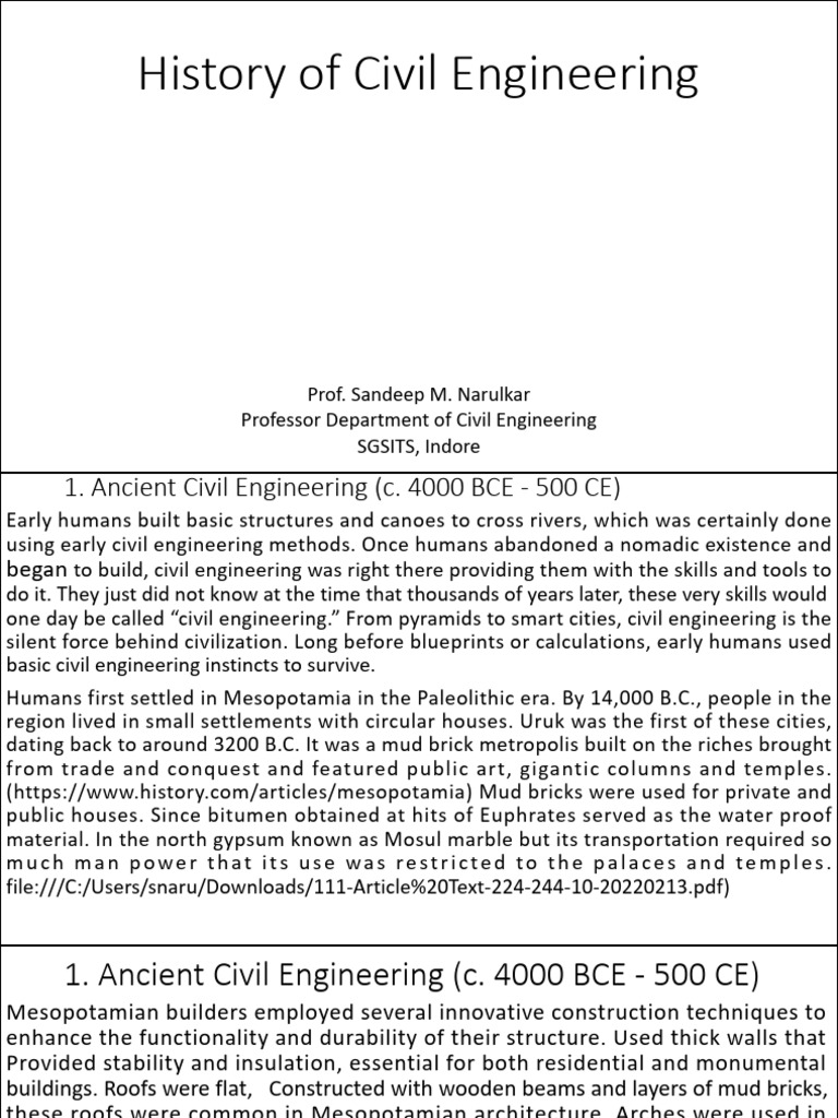 Evolution of Civil Engineering History | PDF | Egyptian Pyramids ...