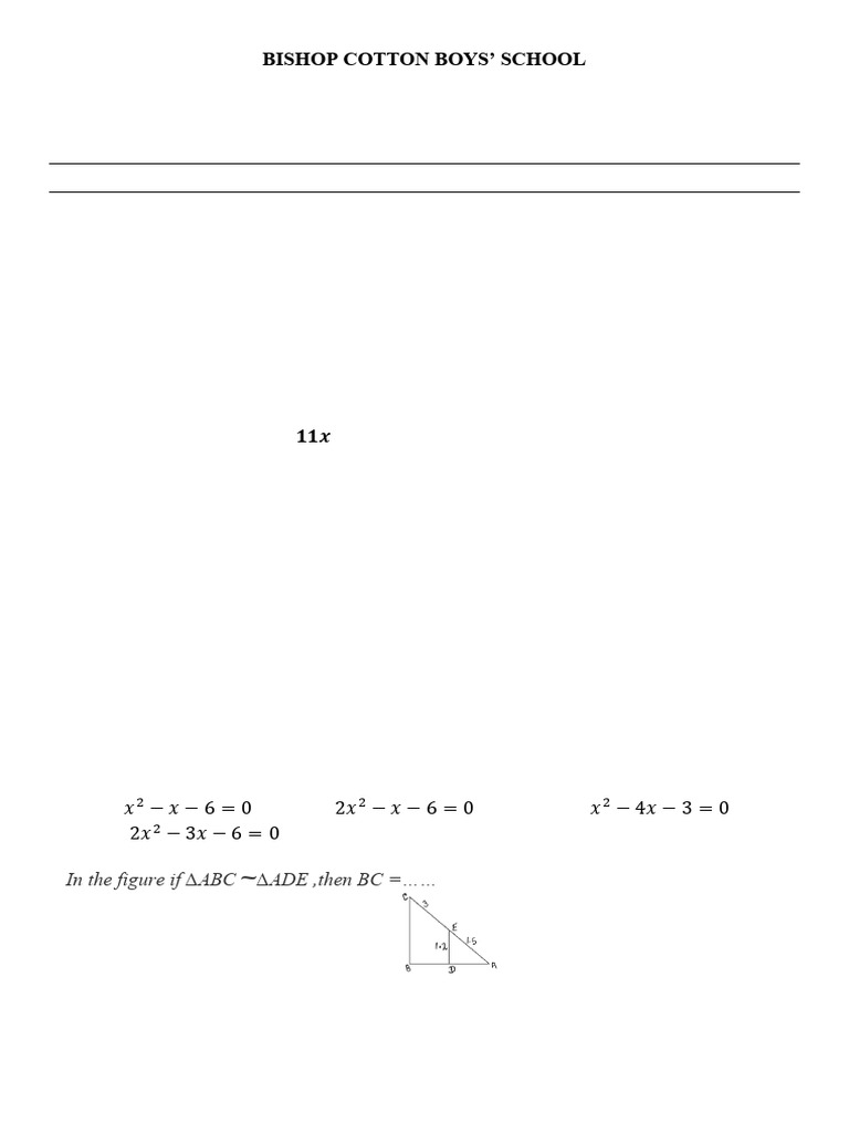 Std X Mathematics Revision Questions | PDF