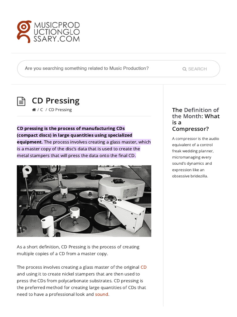 Understanding CD Pressing Process | PDF | Compact Disc | Storage Media