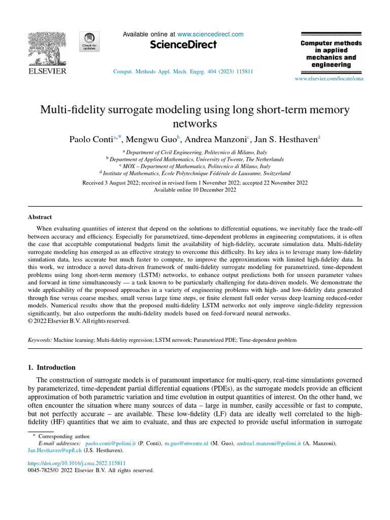 Multi-Fidelity Surrogate Modeling with LSTM | PDF | Mean Squared Error ...