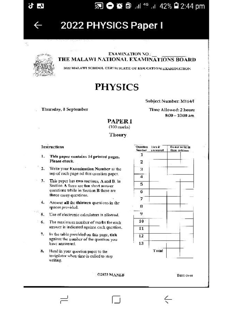 Physics Paper 1 2022 | PDF