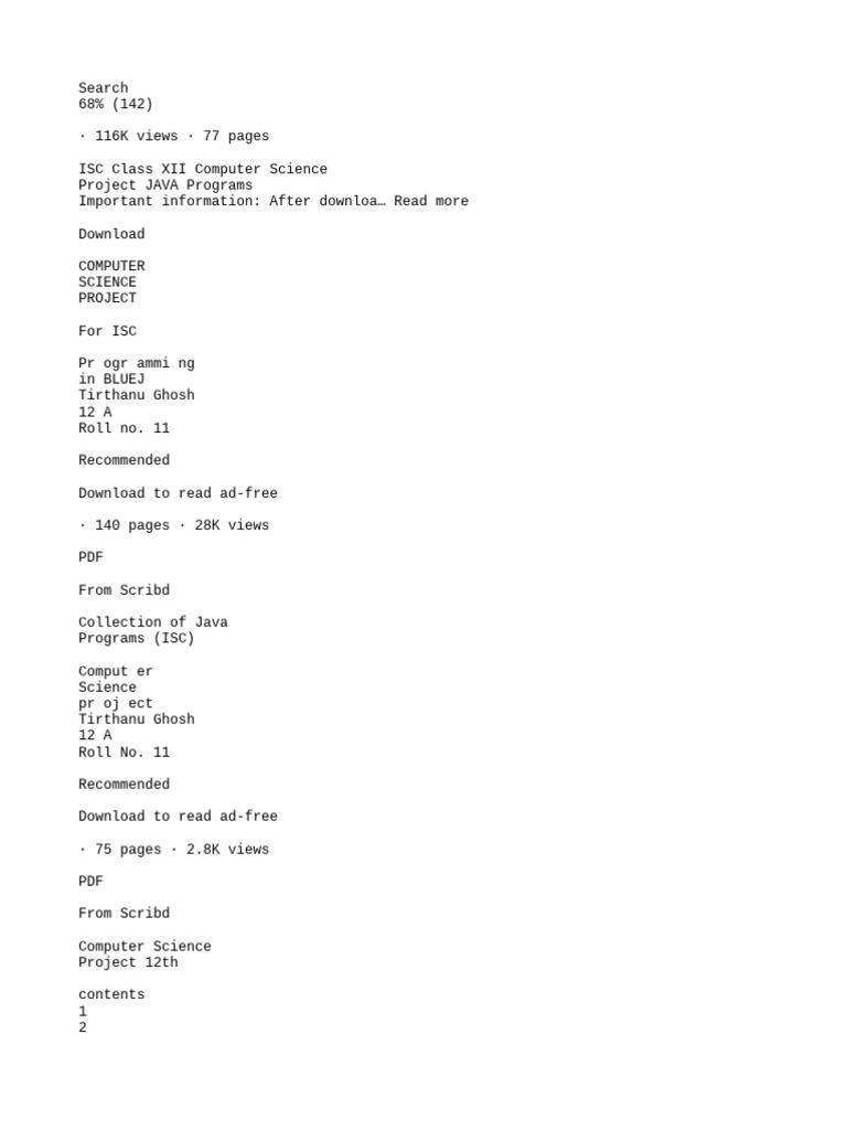 ISC Class XII Java Programs Project | PDF | String (Computer Science ...