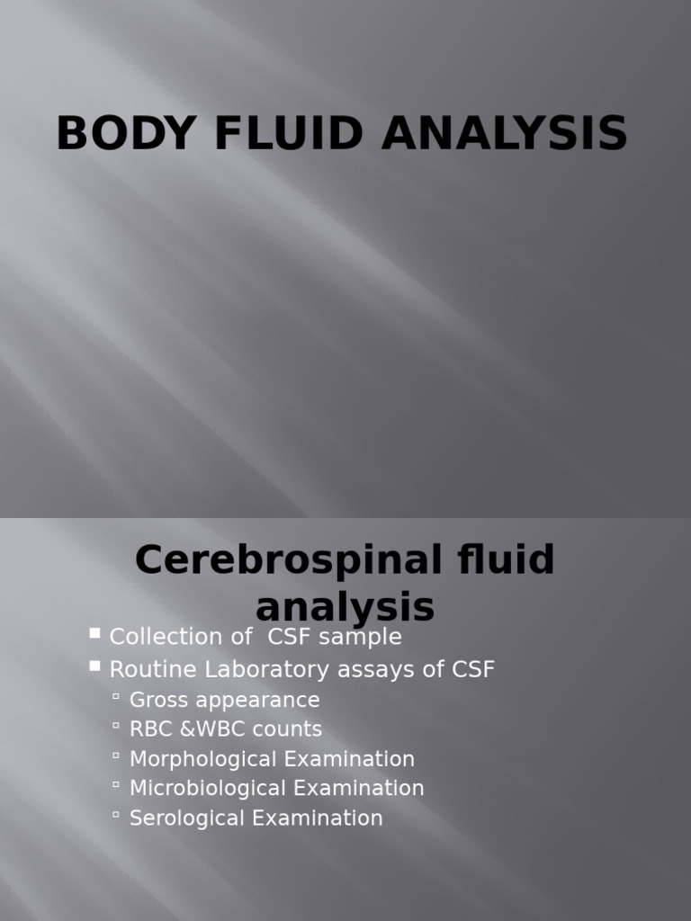 Cerebrospinal Fluid Analysis Guide | PDF | Cerebrospinal Fluid | Meningitis