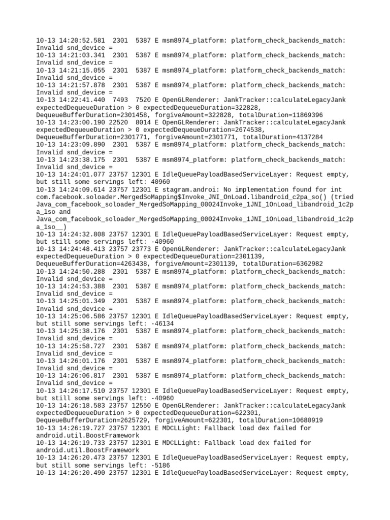 Android Error Log Analysis Report | PDF | Computing | Computer Programming