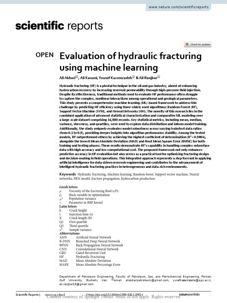 ML Framework for Hydraulic Fracturing Evaluation | PDF | Machine ...
