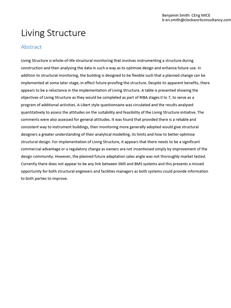 Living Structure: Future-Proofing Design | PDF | Likert Scale