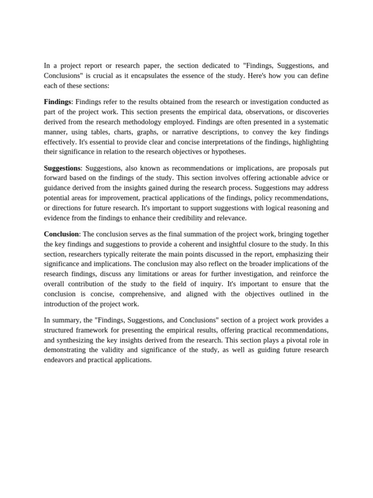 Findings, Suggestions, and Conclusions | PDF | Methodology | Cognitive ...