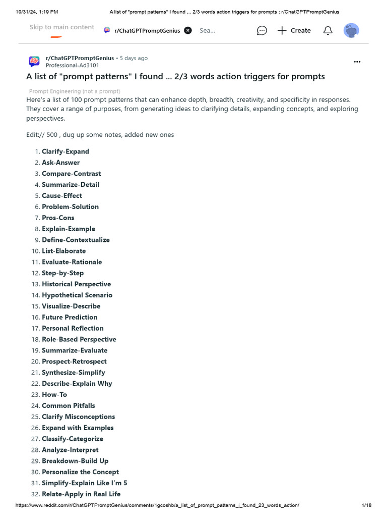 A List of Prompt Patterns | PDF | Hypothesis | Risk