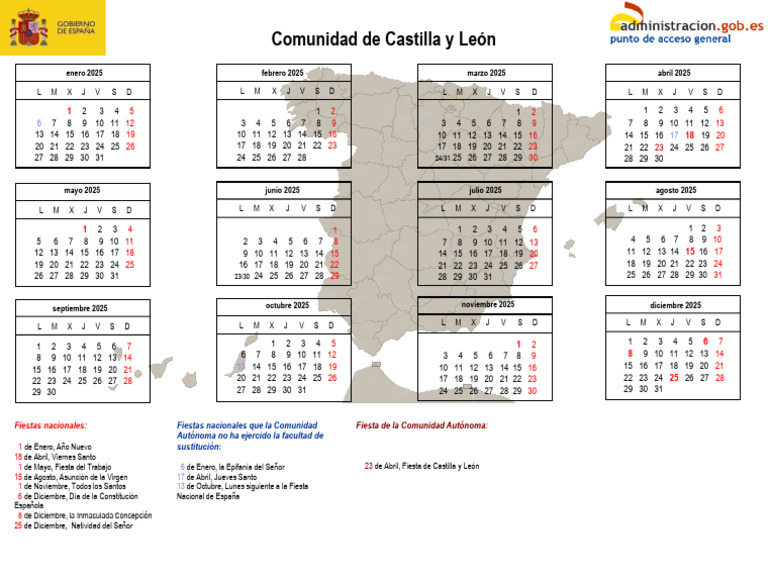 Festivos 2025 en Castilla y León | PDF | Fiestas cristianas y días santos