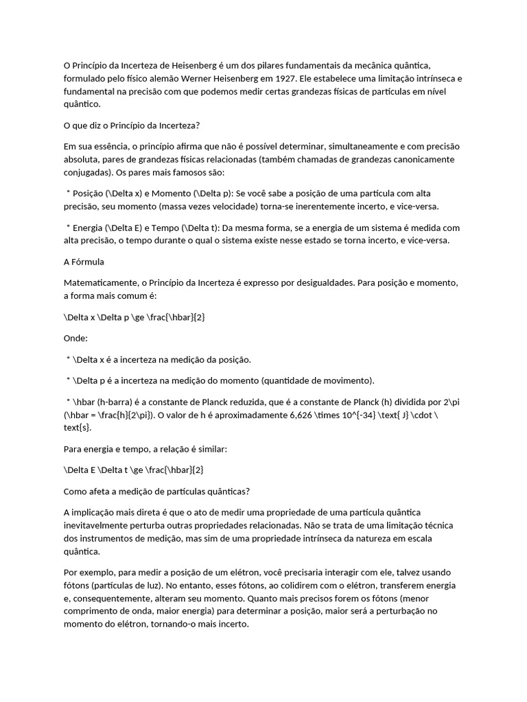 Princípio da Incerteza Quântica | PDF | Princípio da incerteza | Elétron