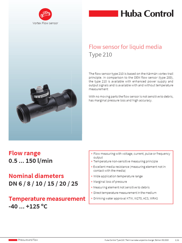 Huba Control Type 210 Flow Sensor Overview | PDF | Flow Measurement ...