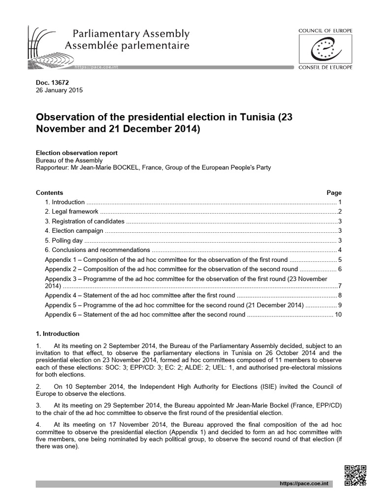 Election Observation Report Tunisia | PDF | Elections | Tunisia