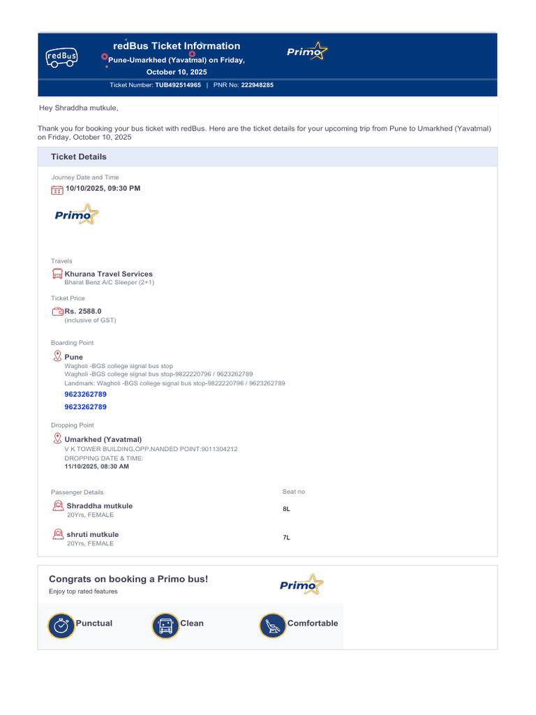 Bus Ticket TUB492514965 | PDF