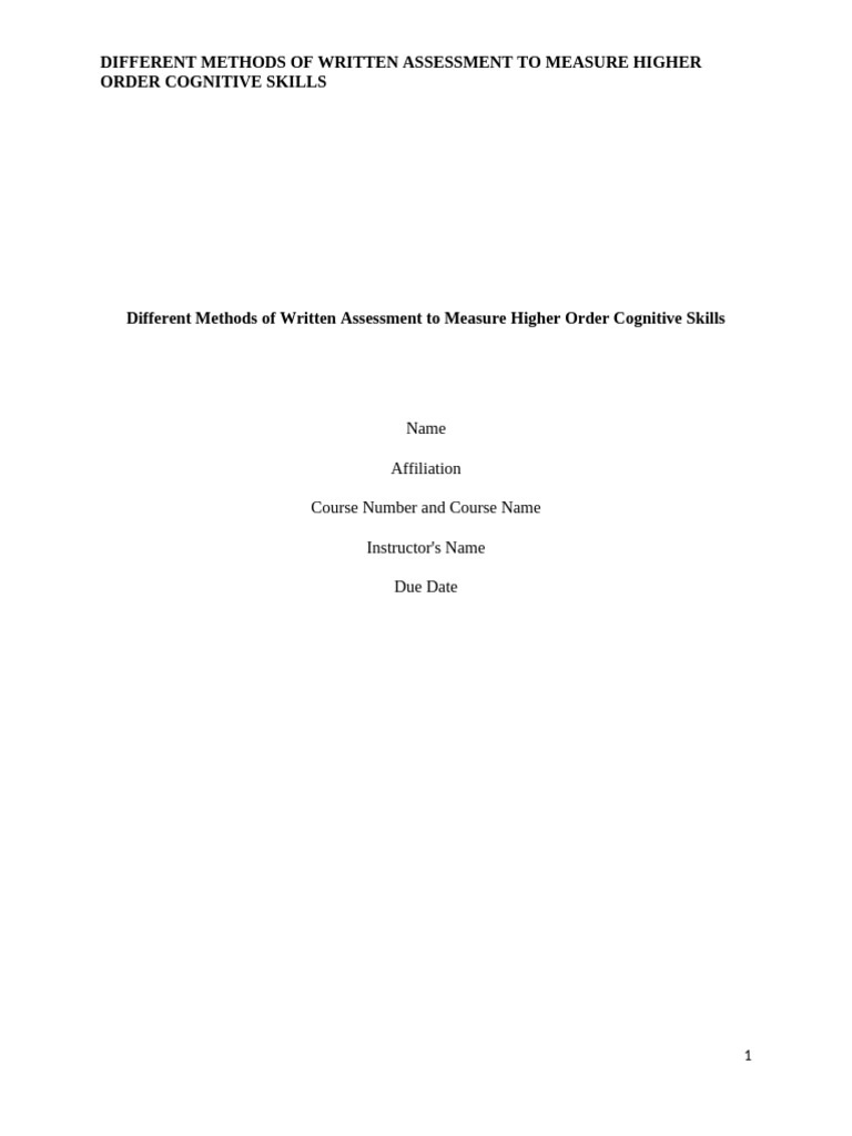 Assessing Higher Order Cognitive Skills | PDF | Multiple Choice ...