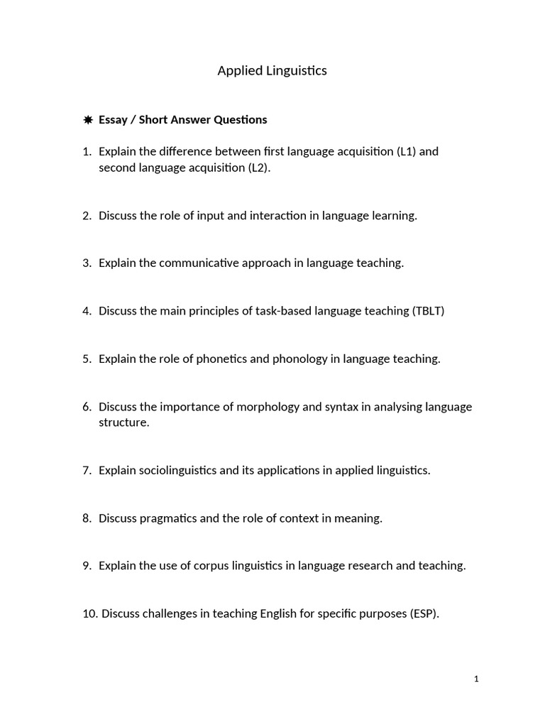 Understanding Applied Linguistics Concepts | PDF | Linguistics | Second ...