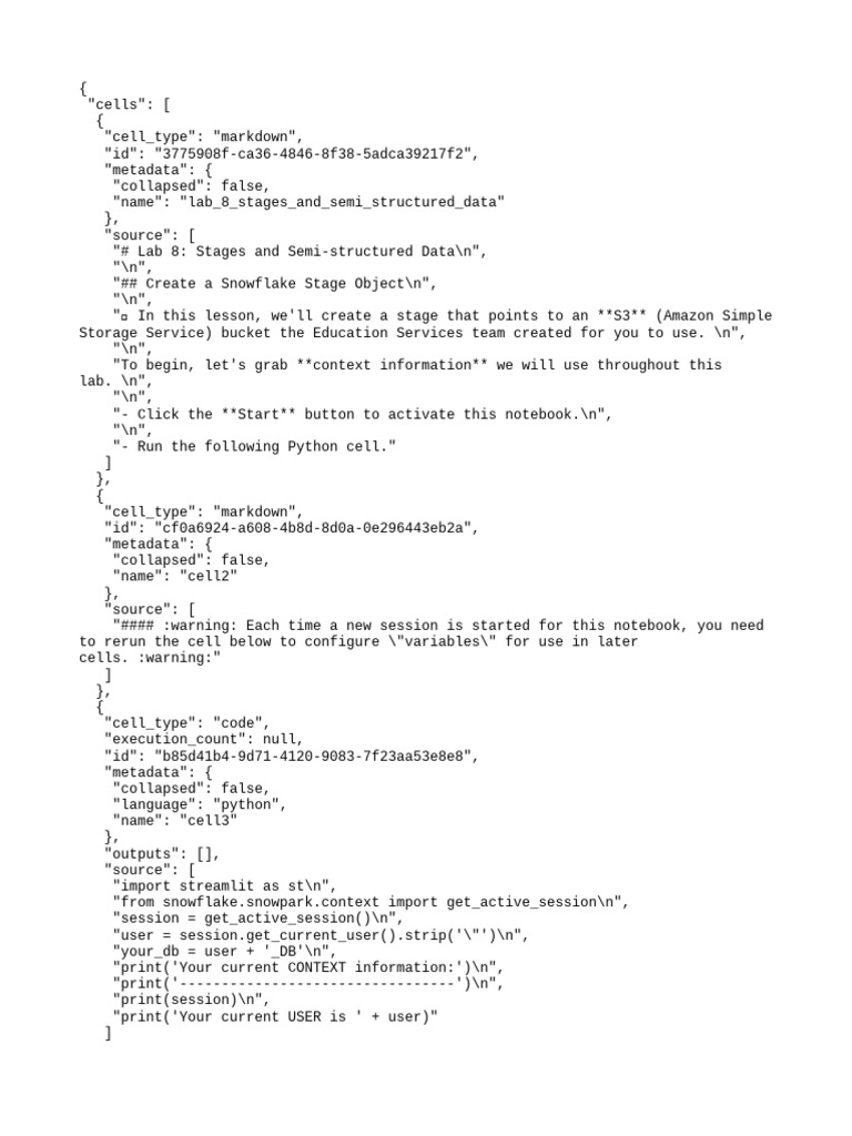 Create Snowflake Stage for S3 Data | PDF | Table (Database) | Comma ...