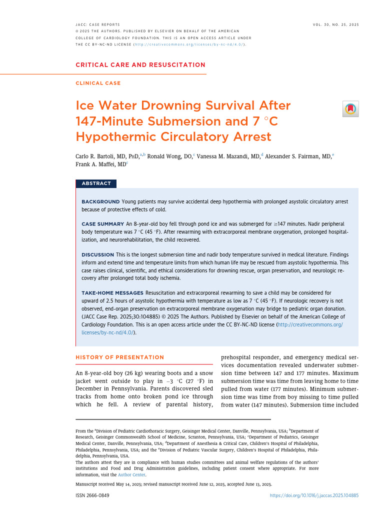 Ice Water Drowning Survival Case Study | PDF | Hypothermia ...