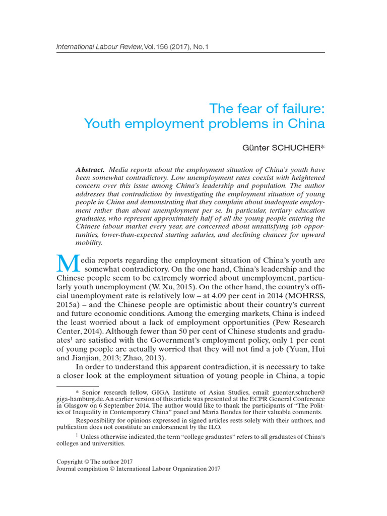 Youth Employment Challenges in China | PDF | Unemployment | Labour ...
