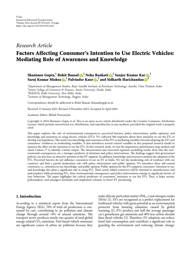 Factors Influencing Electric Vehicle Adoption | PDF | Electric Vehicle ...
