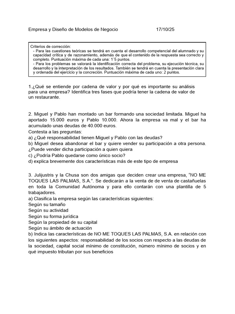 Empresa y Diseño de Modelos de Negocio - 17!10!25 | PDF | Economias ...