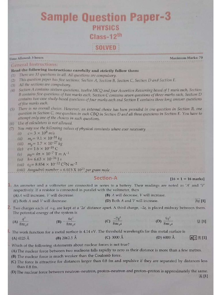Sample Paper 3 | PDF