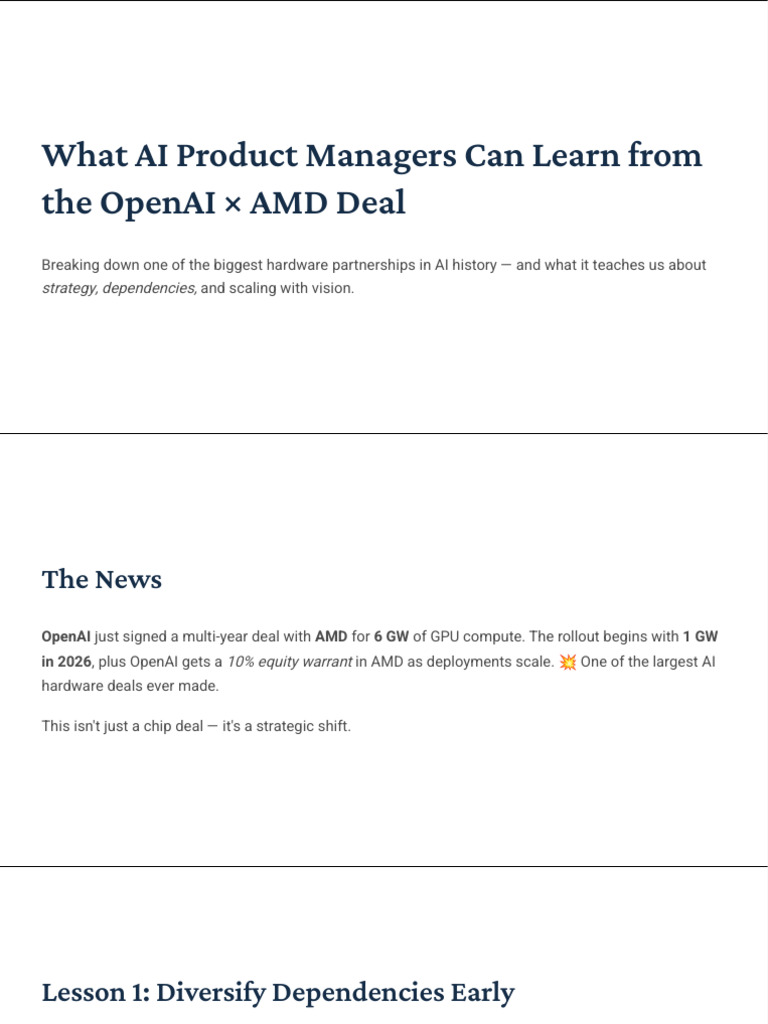 AI Product Management Insights From The OpenAI × AMD Deal | PDF ...