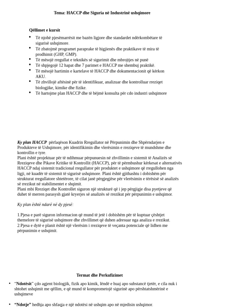 Leksioni Nr.2 HACCP | PDF